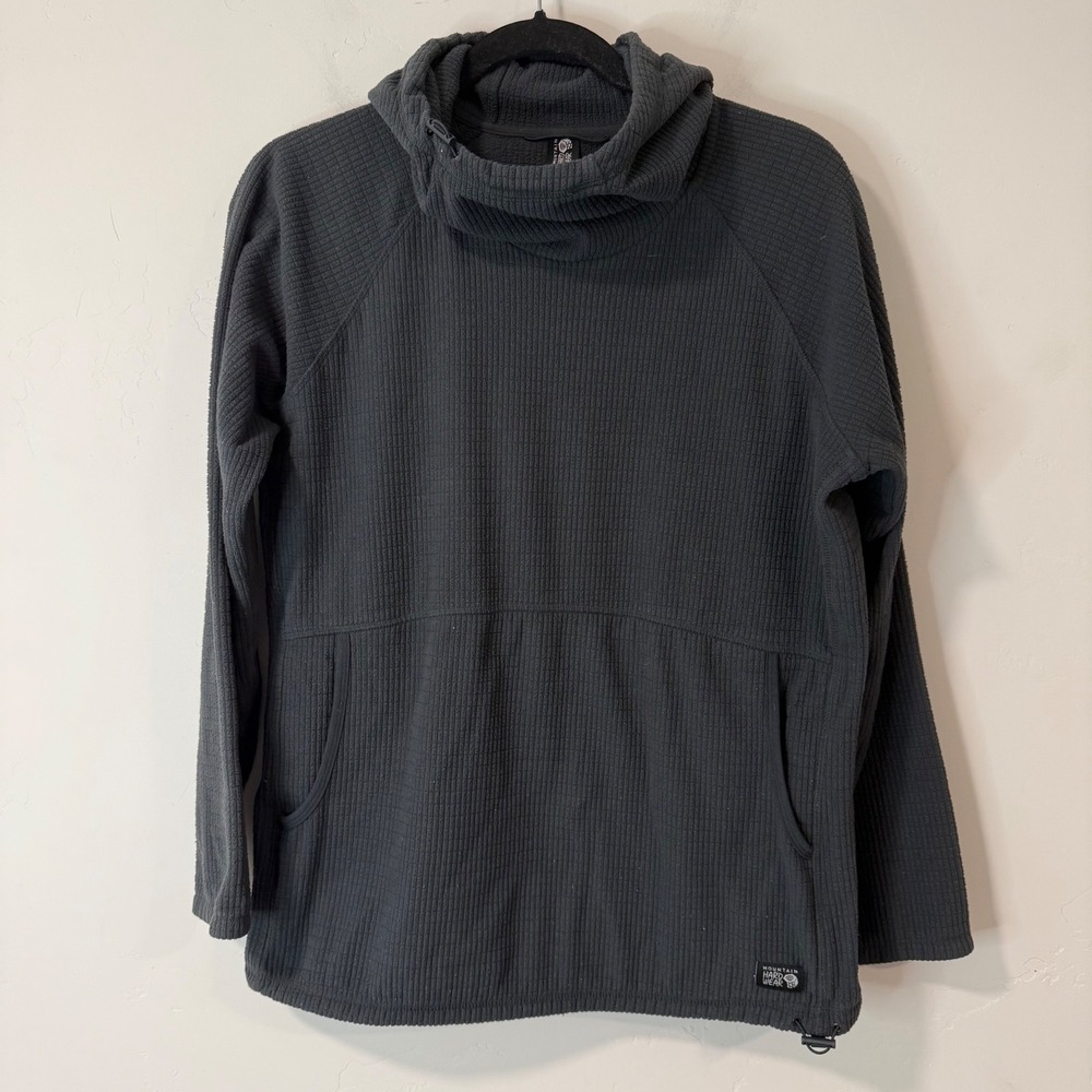 Mountain Hardwear Womens Summit Grid Fleece Pullover Med Gray Cowl Neck OL5536
